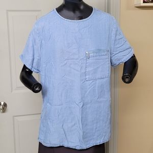 Michael Michael Kors blue Lyocell crewneck short-sleeved blouse size L